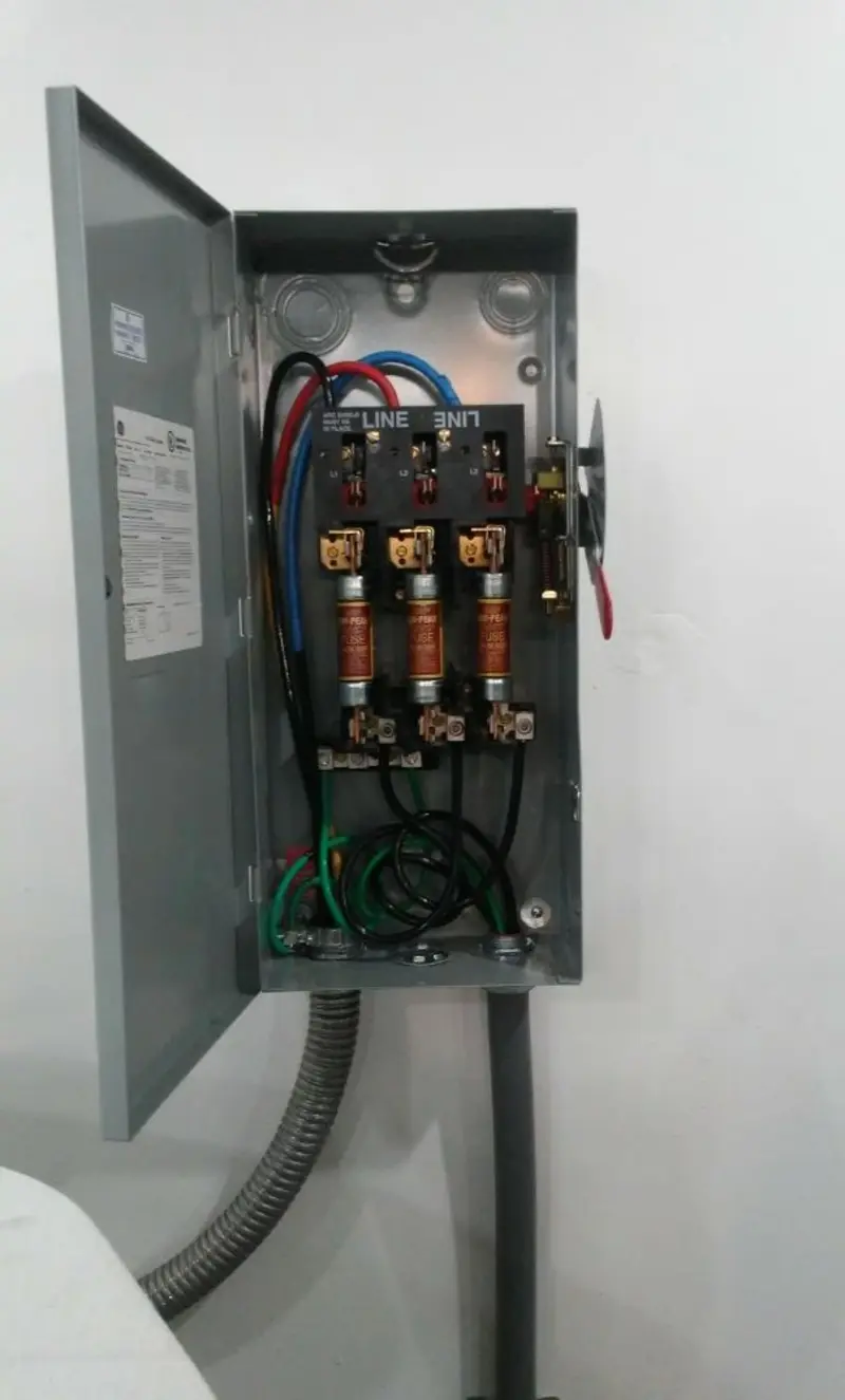 Three-phase disconnect switch installed for Smoke Detector Installation in Sheboygan